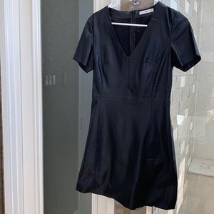 Black faux leather mini dress